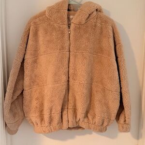Stella Tweed Plush Beige Bomber Jacket